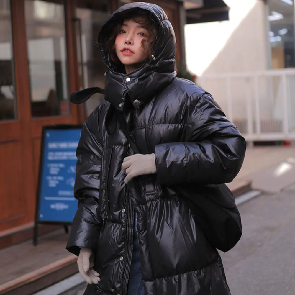 Толстая зимняя куртка-пуховик с капюшоном Женская парка модная теплая верхняя
