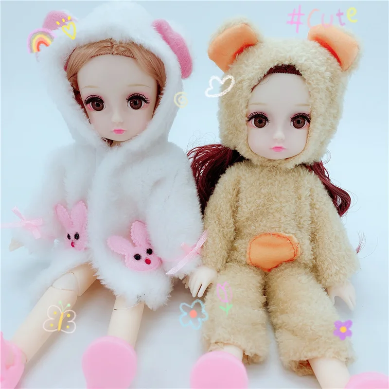 

30cm BJD 1/6 Fashion Doll with Clothes 15 Joints Princess Bear White Rabbit Dress Up Baby Body Dolls for Girls Gift DIY Toys