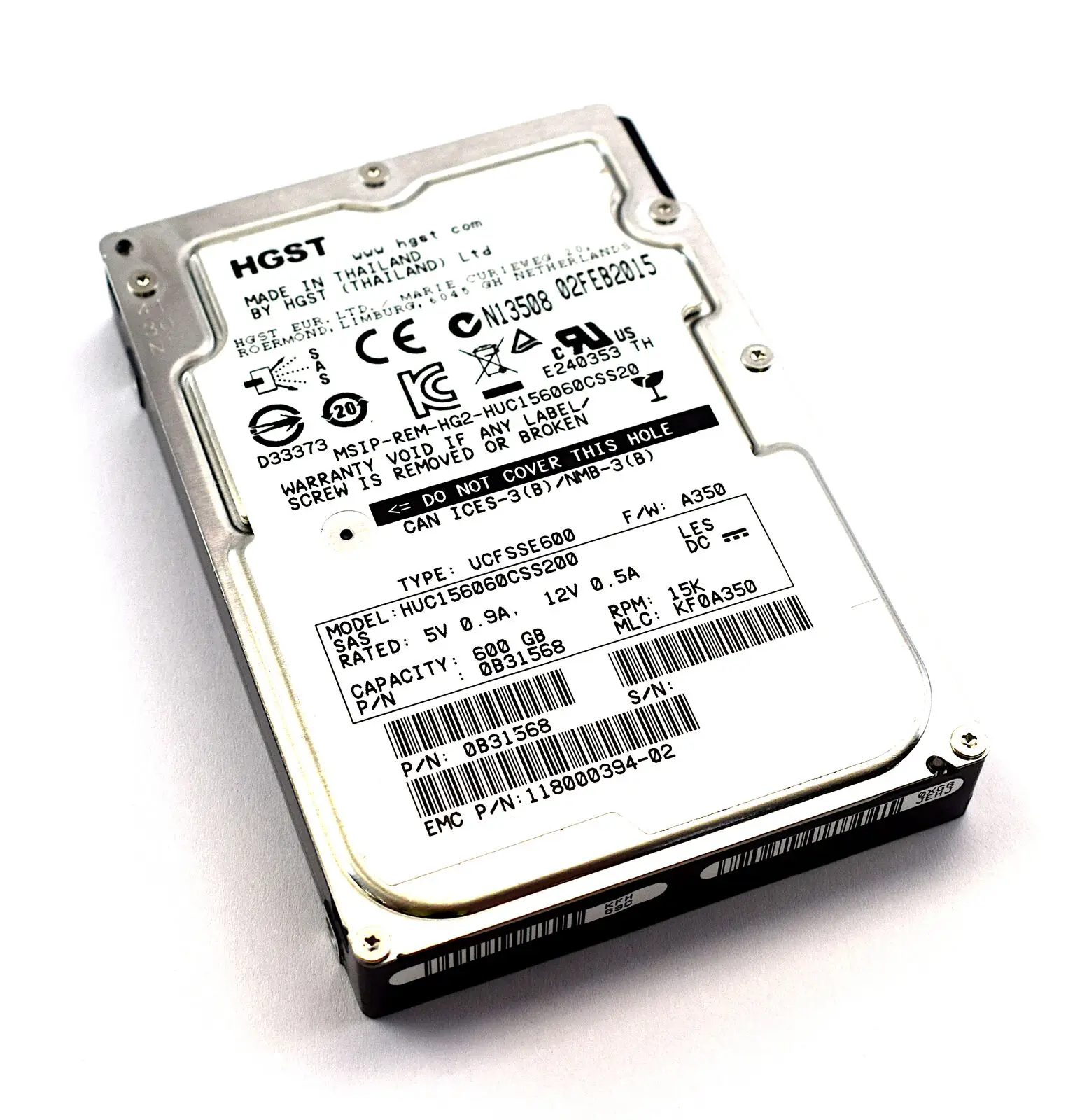 

HGST 0B31568 600 ГБ 15K RPM 2,5 "SAS HDD - HUC156060CSS200