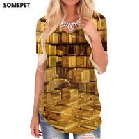 somepet abstract t shirt women psychedelic shirt print golden v neck tshirt womens clothing punk rock casual tops streetwear
