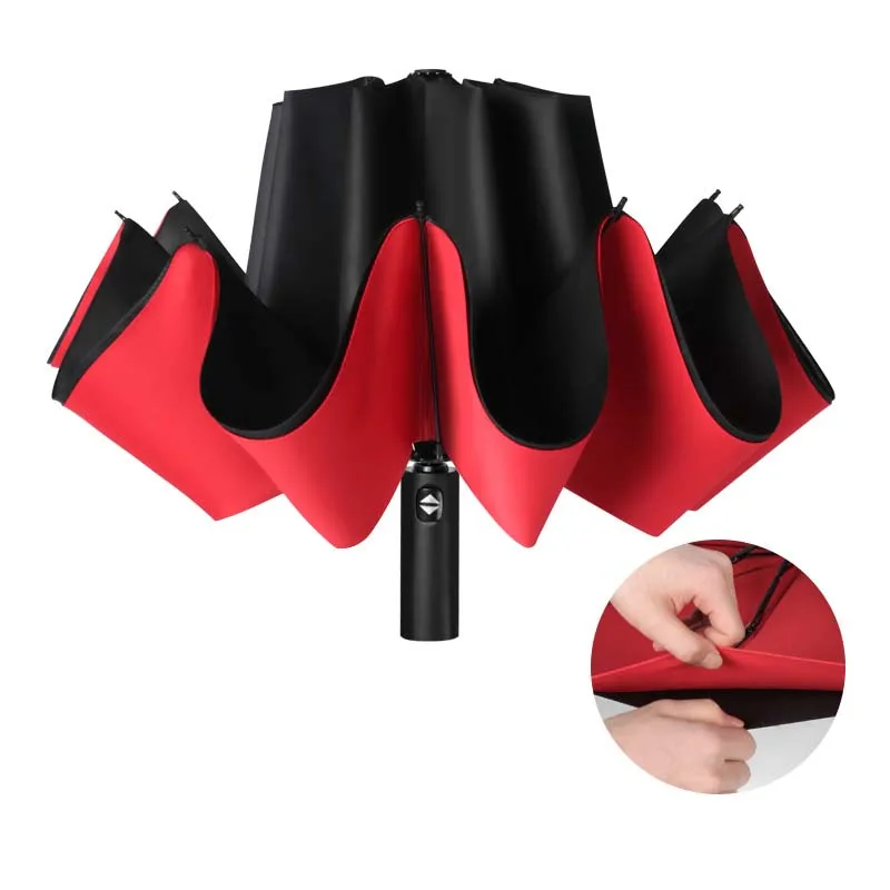 

Strong Wind Resistant Double Fully-automatic Umbrella Folding 10K Large Fiberglass Parasol Rain For Women Men Business Umbrellas