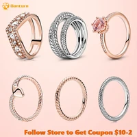 danturn autumn original 925 sterling rings snake chain pattern ring marquise double wishbone ring women rings engagement rings