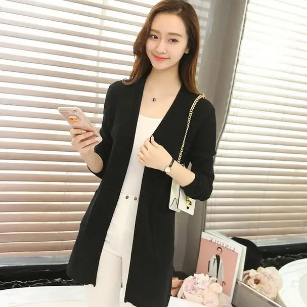 Женский вязаный кардиган Осень-зима 2020 длинный с длинным рукавом женский свитер