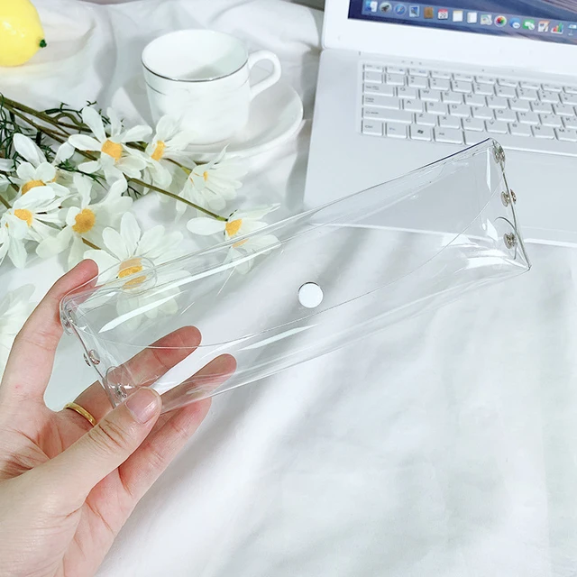 

Transparent PVC Stationary Organizer Stationery Pen Holder Cute Pencil Case Office Supplies Desk Accessories