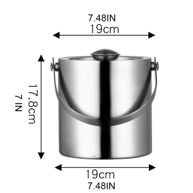 

LXAF Red Wine Western Stainless Steel Ice Bucket, 3 Liter Double Thermal Insulation Bucket for Beer and Wine Chilling