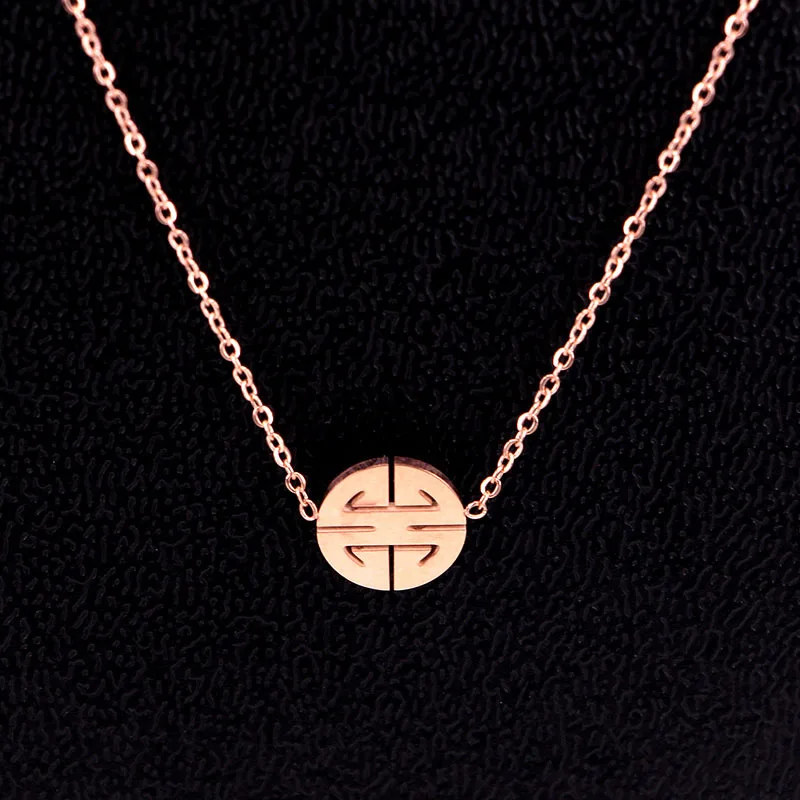 Ожерелье из нержавеющей стали с цепочкой до ключицы колье двойным счастьем в