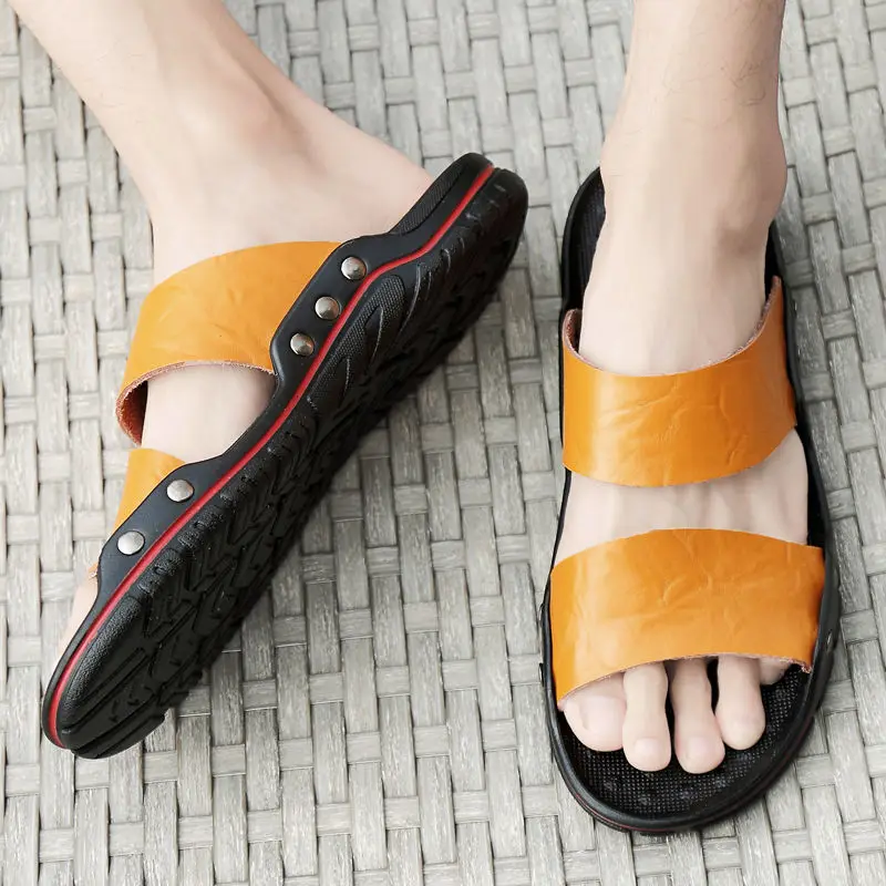 Сандалии мужские из спилка и кожи дышащие повседневные большого размера 48 | Обувь