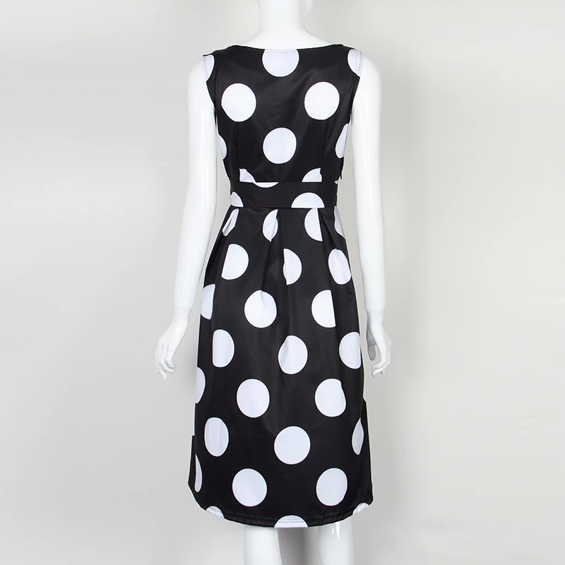 Милое летнее мини платье в горошек для девочек Femme Винтажные платья без рукавов с