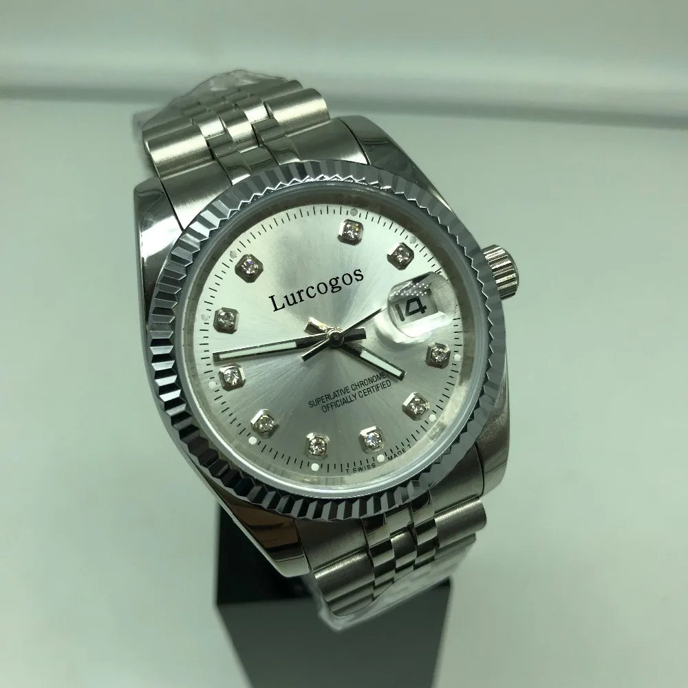 Часы наручные унисекс с серебристым циферблатом 11 цветов 36 мм и 40 гладкие