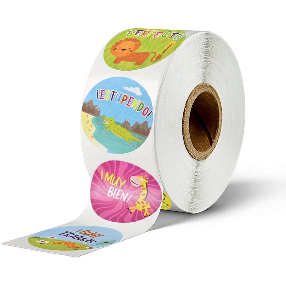 Круглая наклейка для вознаграждения милые животные искусственная детская