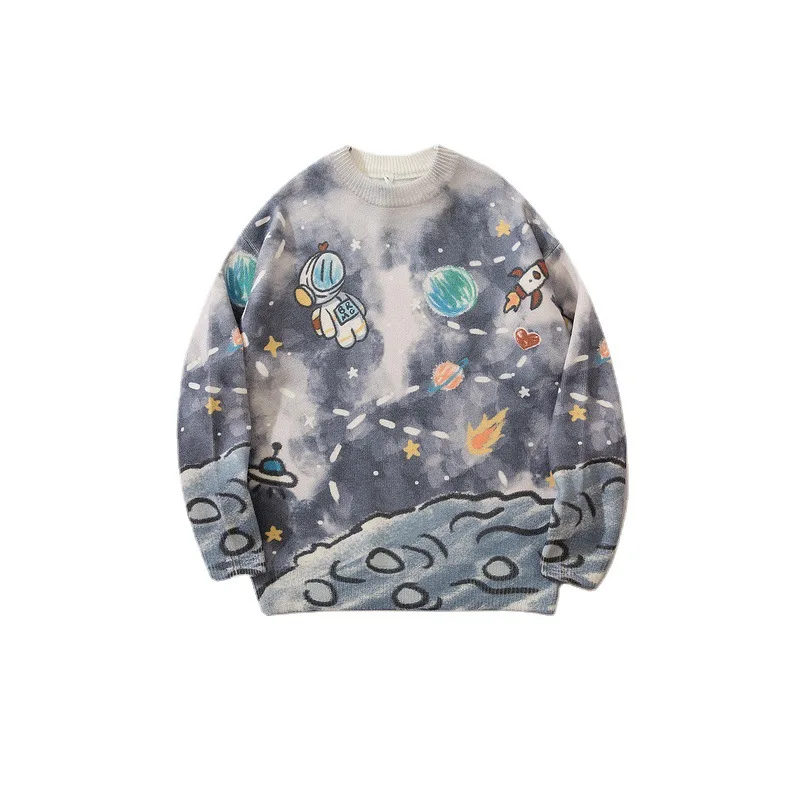 Мужской осенний пуловер 2022 объемный жаккардовый свитер для подростков свободный