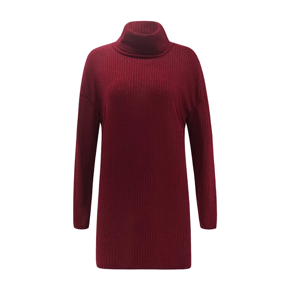 Вязаное женское платье толстый свободный осенний зимний длинный свитер простой