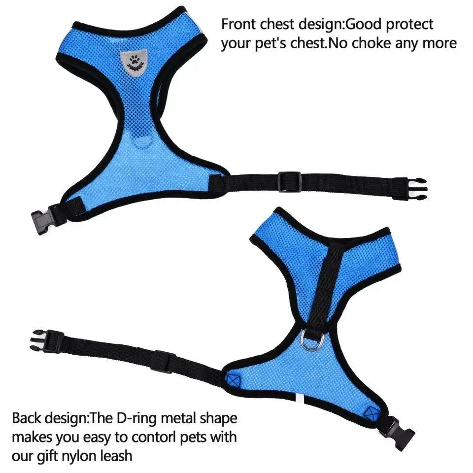 

Dog Harness Leash Collar Summer Pet Adjustable Reflective Vest Walking Lead for Puppy Polyester Harness for Small Medium Dog