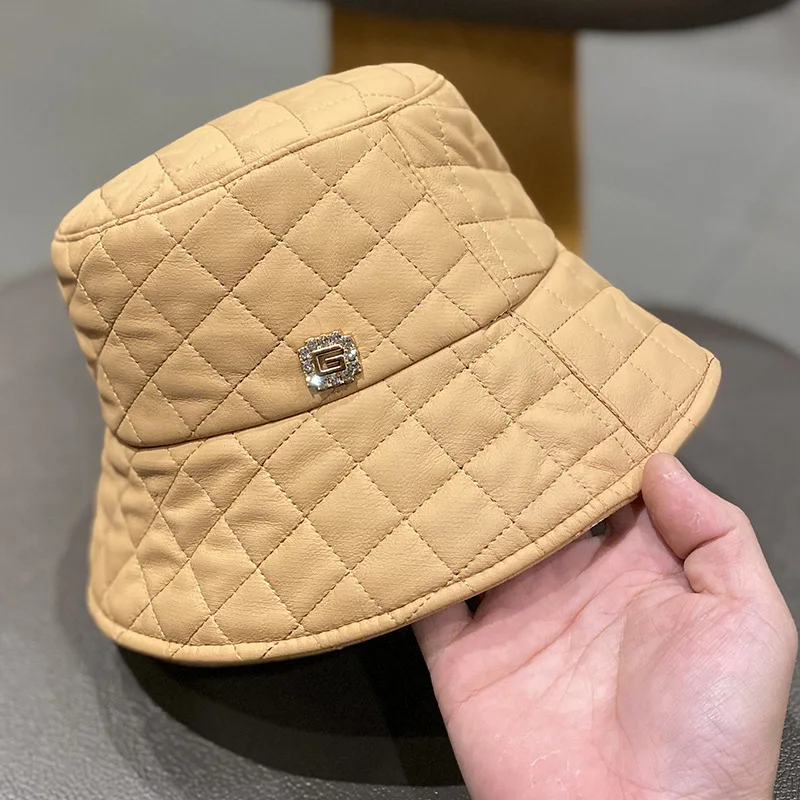 Панама с принтом в клетку для женщин теплая Повседневная шляпа из искусственной