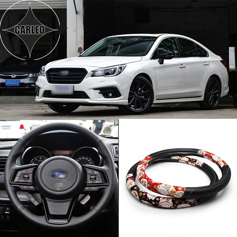

Auto Car Steering Wheel Cover Universal for Subaru Series Model PU Leather Japan Classic Yamato Ukiyoe Style Pattern Holder