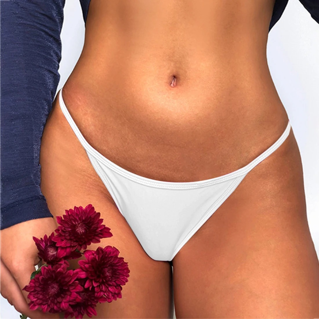 

European Luxury Floral Embroidered Sexy Panties Low Waist String Solid Temptation Thin Women's Underwear Seamless Briefs