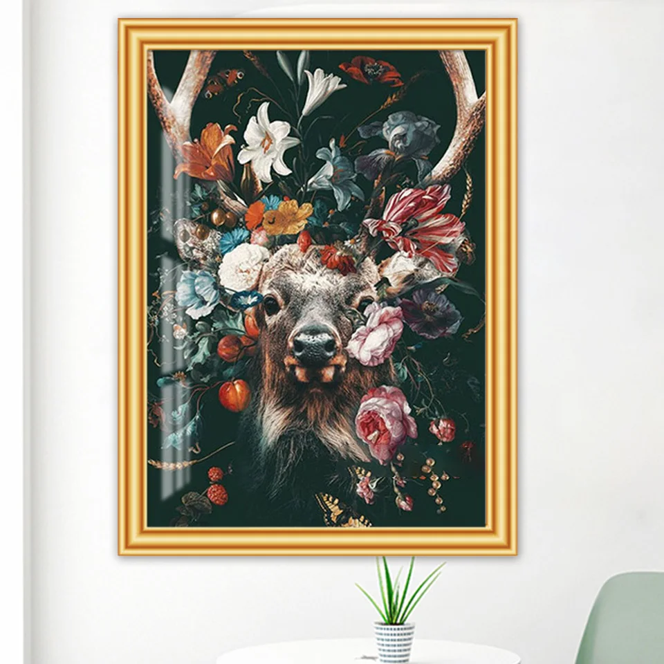 

Diy 5D Full Diamond Painting Deer Flower Butterfly Cross Stitch kits Embroidery Mosaic Art Picture With Rhinestones Home Decor