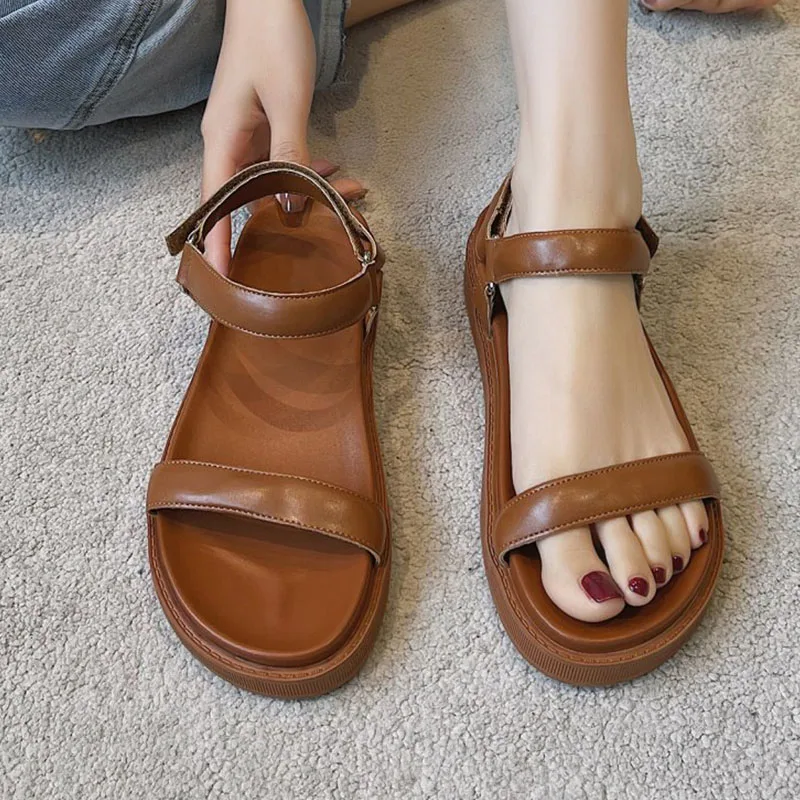 

Women Sandals 2021 Summer Casual Shoes Rome Retro Brown Shoes Sport Sandals Women Fashion Flat Platform Sandals Black Shoes