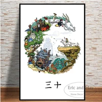 studio ghibli tribute japan anime totoro the princess canvas painting posters and prints wall pictures for living room affiche