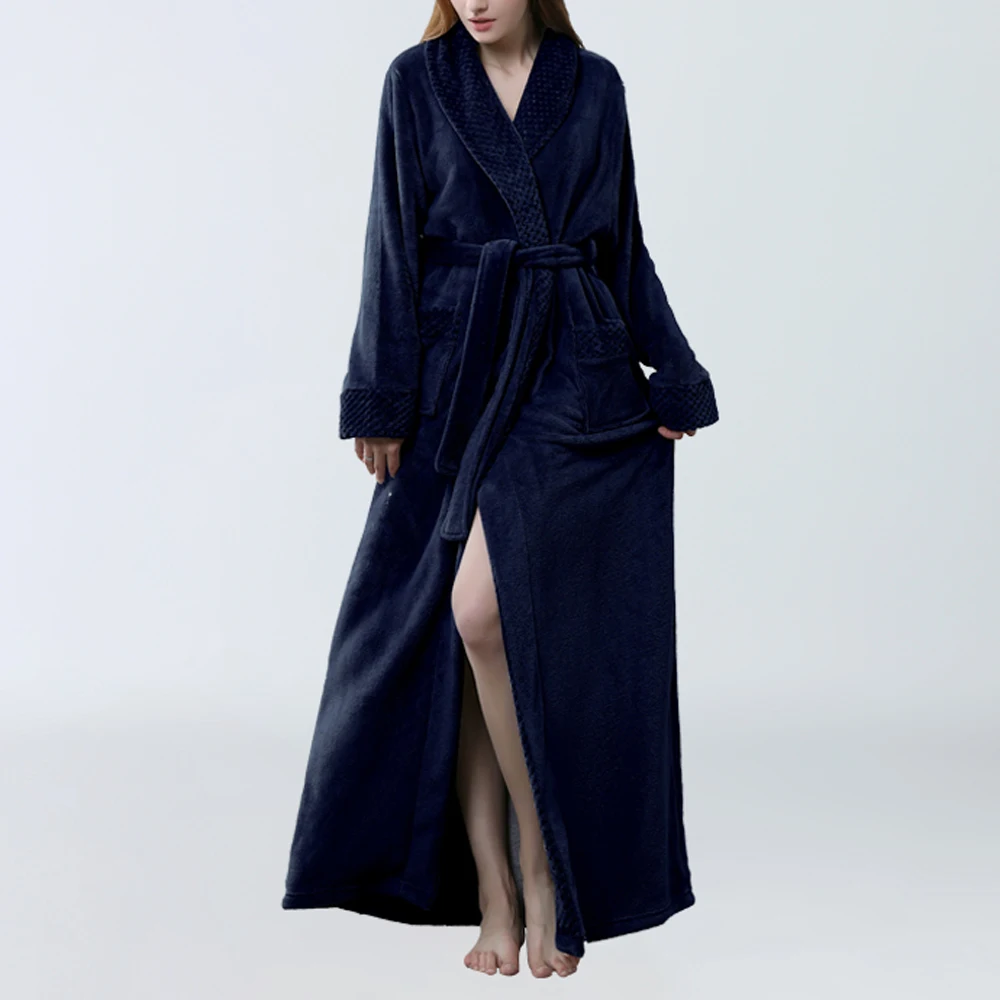 Осенний флисовый Сексуальный банный халат Свободные теплые зимние пояса пижамы