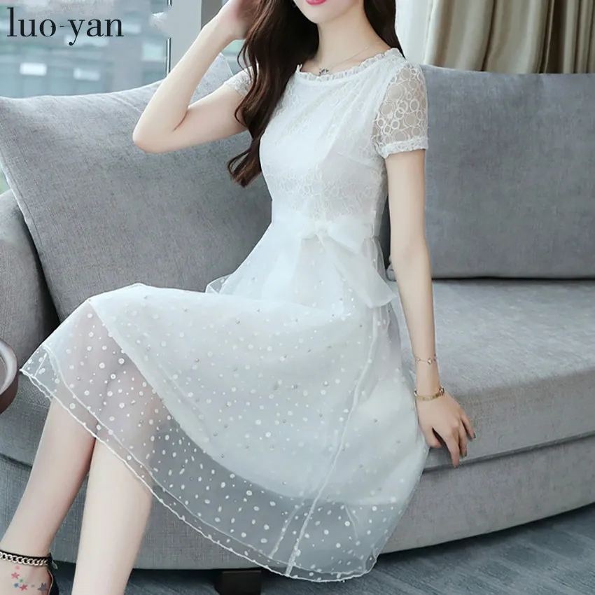 Summer Black Lace Sexy Evening sun dress 2020 Elegant Women White Hollow Out Ladies dresses sarafans Party Club Dress Vestidos | Женская