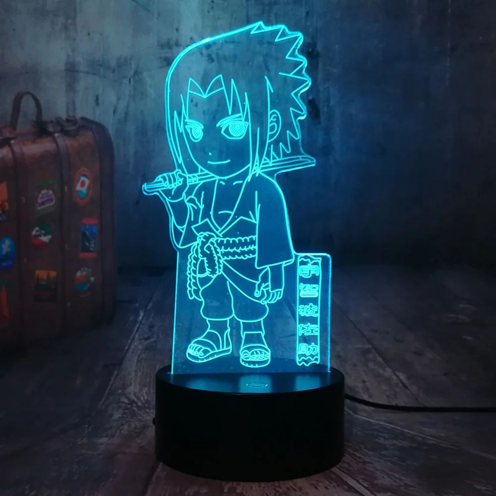 Мультфильм японское аниме Учиха сасуке Наруто 3D светодиодный Ночник светильник