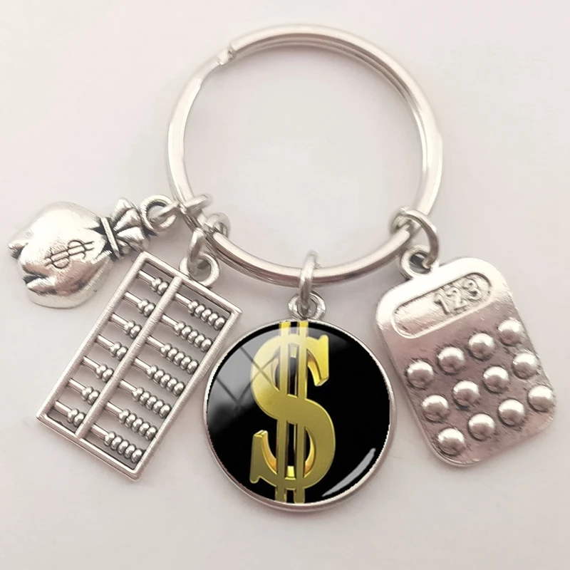 Модный брелок аксессуары с логотипом в долларах стеклянный выпуклой