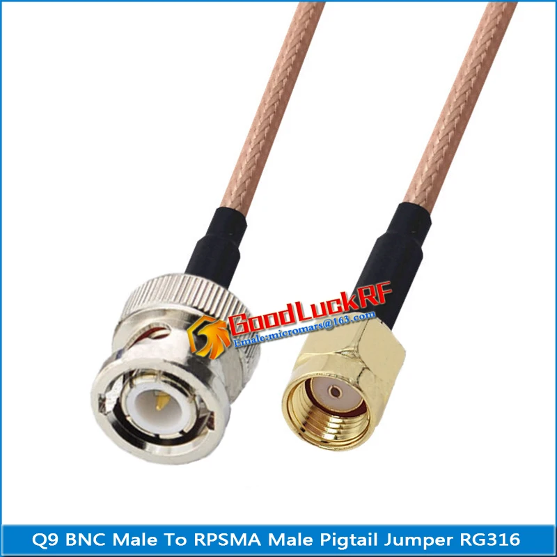 

1X Pcs Q9 BNC Male To RP SMA Male Plug Pigtail Jumper RG316 Extend Cable RF Connector Q9 to RP-SMA RPSMA Dual Male Low Loss