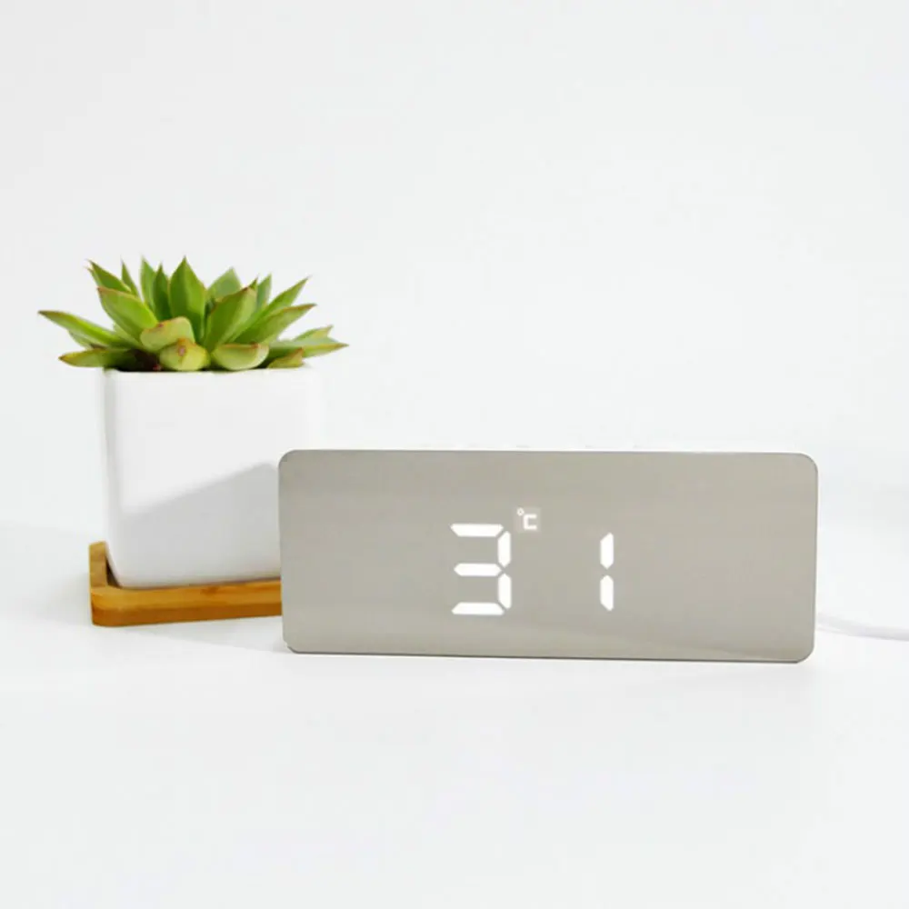 Многофункциональные зеркальные настенные часы электронные настольный цифровой