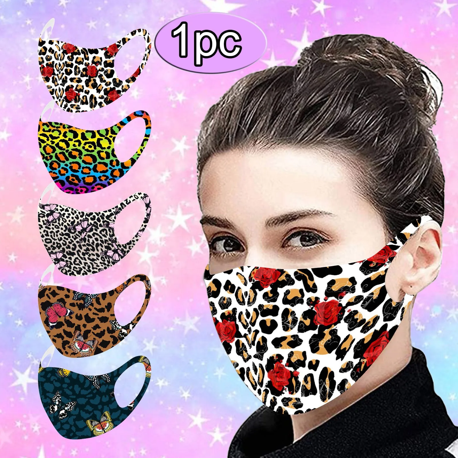 

1PC Adult Printed Ice Silk Mask To Protect Against Dusts And Haze Mask And Dustproof Windproof Breathable Face Mask Shield Mask