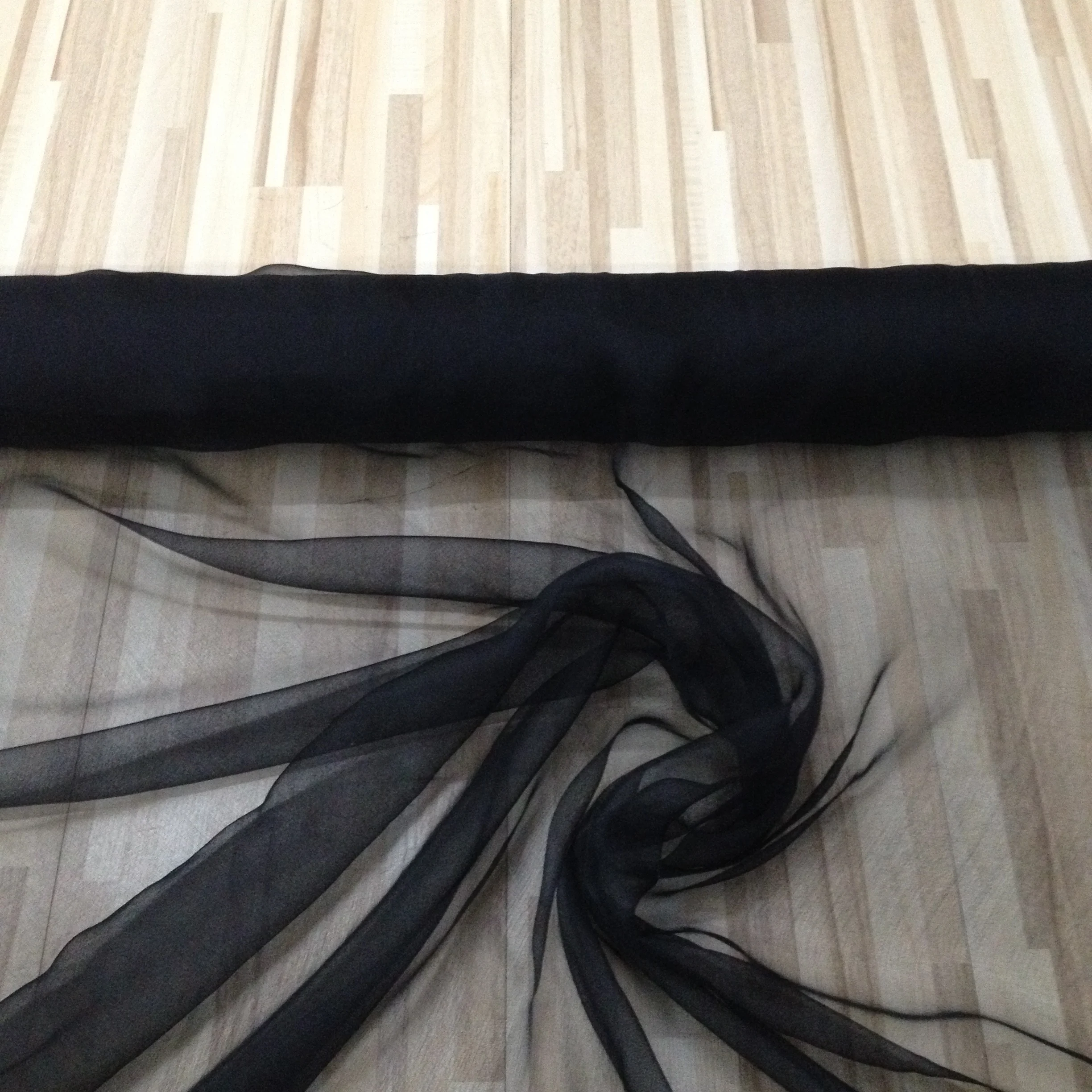 Продажа на 6 м ширина: 97 см 100% шелковая ткань тонкий тюль-Жоржет толщина: 3 мм