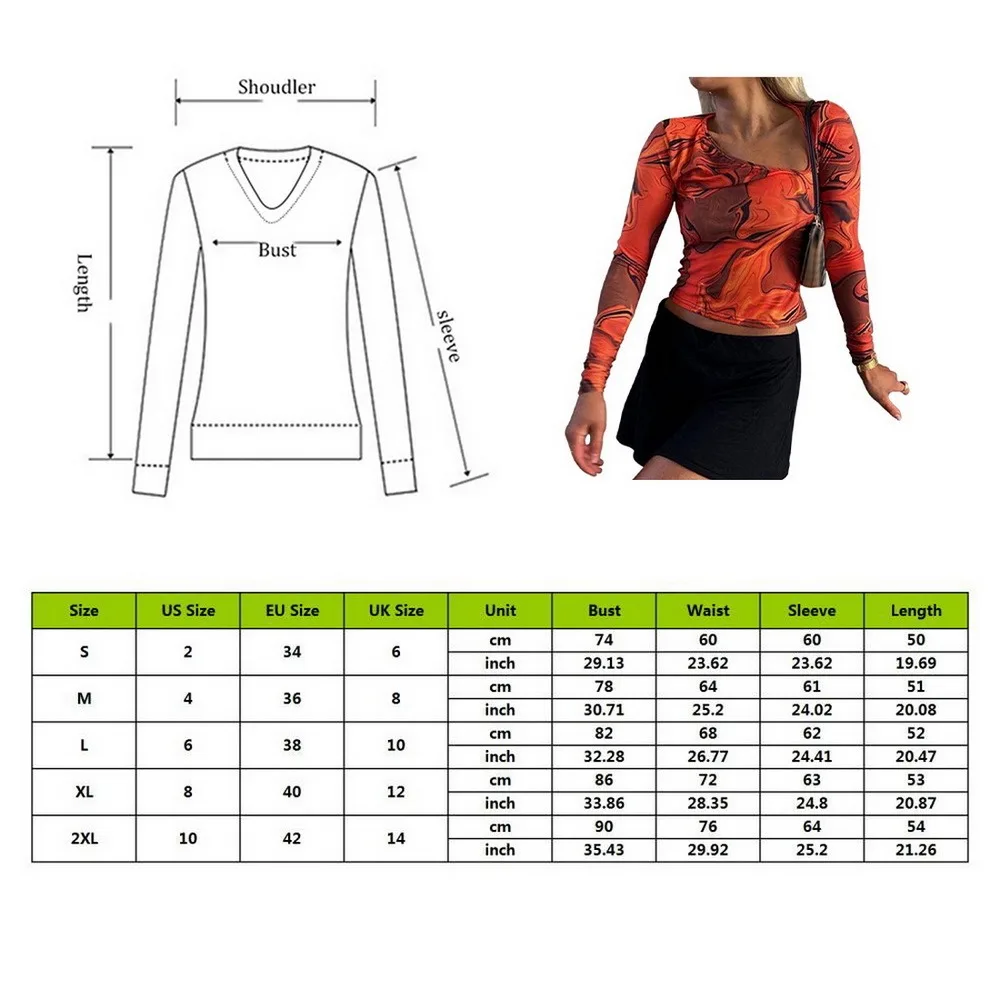 

Menore 2021 Tie Dye Print Long Sleeve Crop Top Women Y2K Casual Summer Spring Aesthetic Harajuku Cut Out Orange Sexy T Shirts