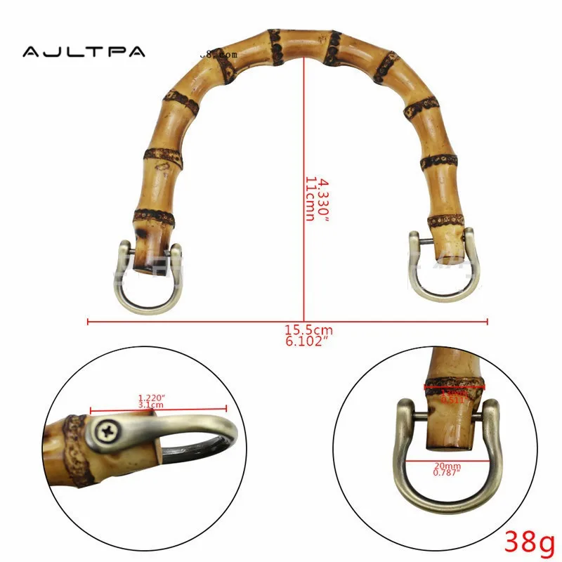 Mango de bamb&uacute; Natural en forma de U para bolso, mangos de marco de monedero Vintage, accesorios de repuesto para bolso con broche D de 15,5 cm, 30 Uds.-2