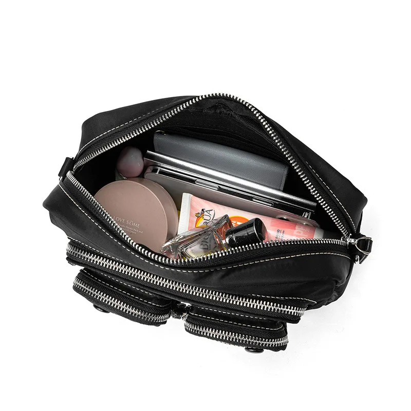 

2021 New Arrivals Women's Cross Body Bag Hard Oxford Zipper Black Solid Design Versatile Women Flap Bag