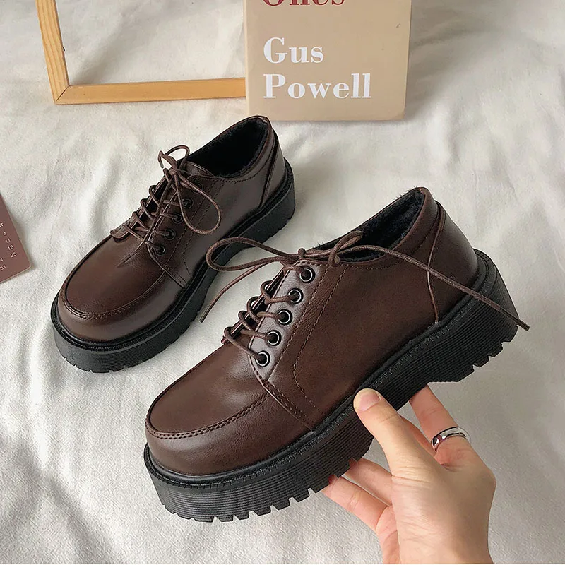 platform shoes lolita shoes mary janes Women's shoes School Uniform Jk Student Shoes Women lolita Vintage oxford cotton boots