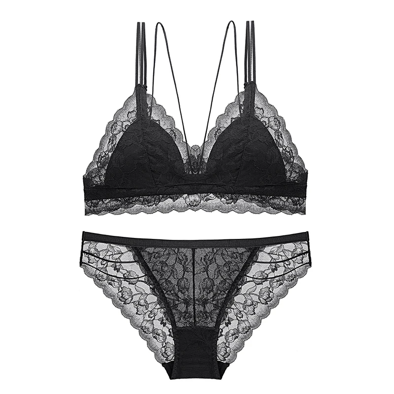 Кружевной бюстгальтер с тонкой подкладкой треугольный бандажный беспроводной