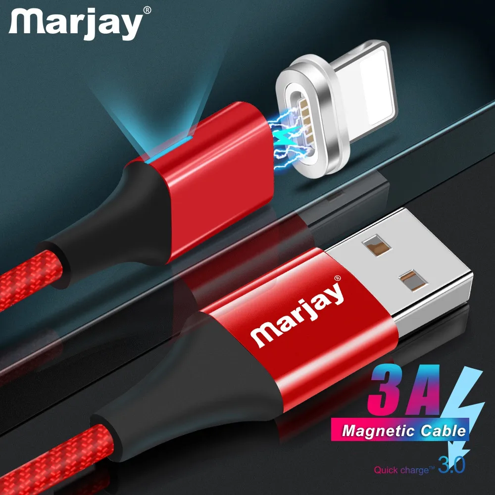 Магнитный USB кабель Marjay для iPhone X Xs Max XR 3A быстрая зарядка передачи данных 8 7 6s plus