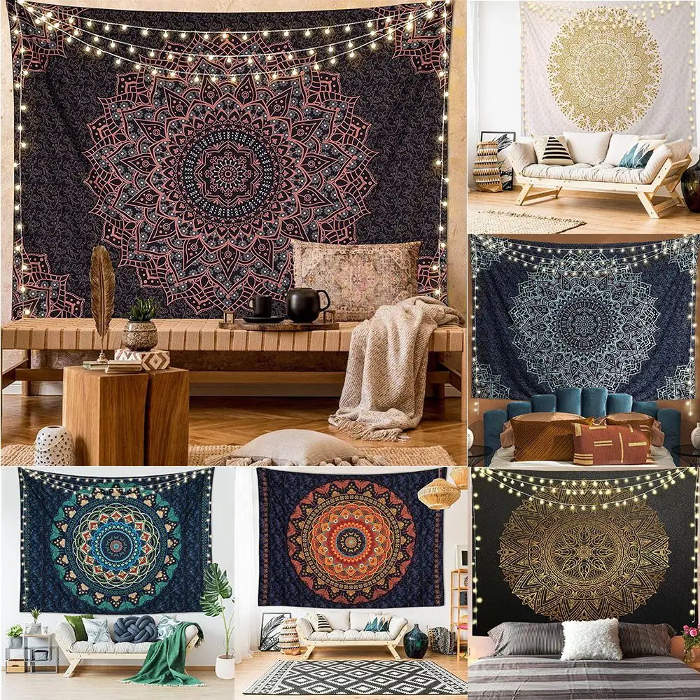

Room Decor Tent Throw Rug Bohemian Camping Mandala Tapestry Blanket Wall Hanging Mattress