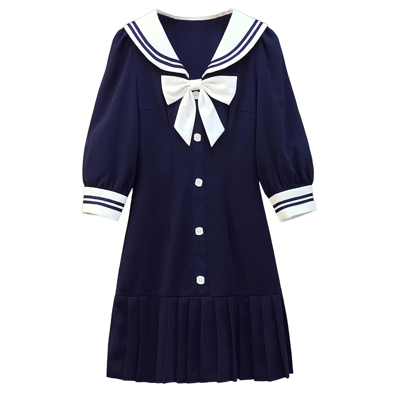 

L-4XL plus size women casual office dress vestido autumn 2020 long sleeve bow sleeve button loose a line mini Pleated dresses