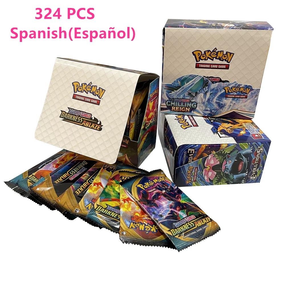 324 шт./коркор. карты Pokemon испанские меч и щит охлаждение Королевский бустер