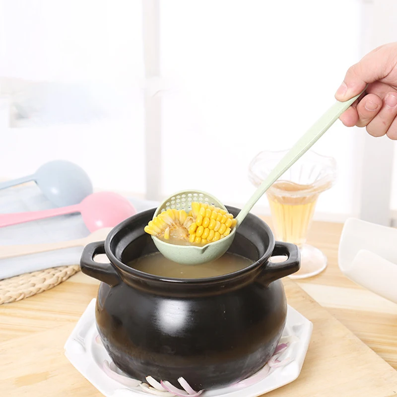 Household Spoons Kitchen Wheat Straw Soup Spoon Colander Two-in-one Protection Tableware Multi-function Hot Pot Dual-use | Дом и сад