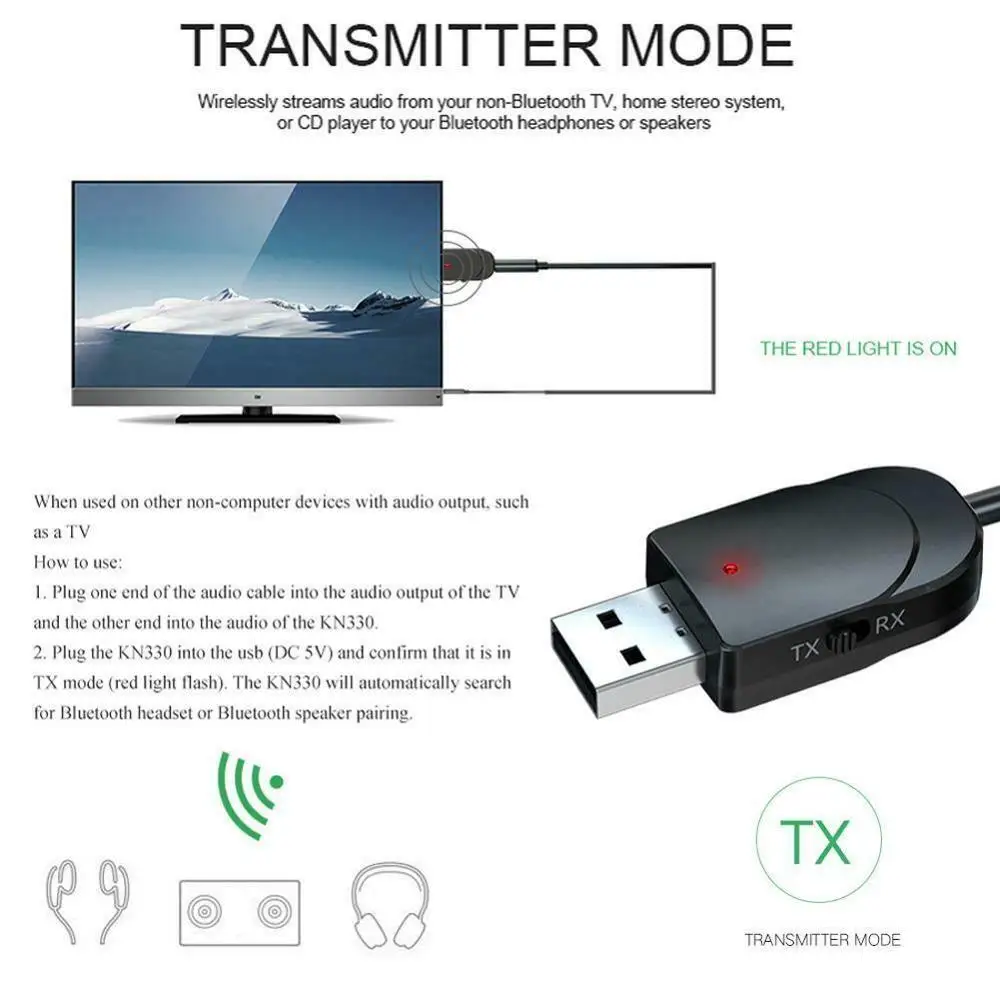 2 в 1 Bluetooth 5 0 аудио передатчик и приемник мини AUX 3 мм музыкальный адаптер для