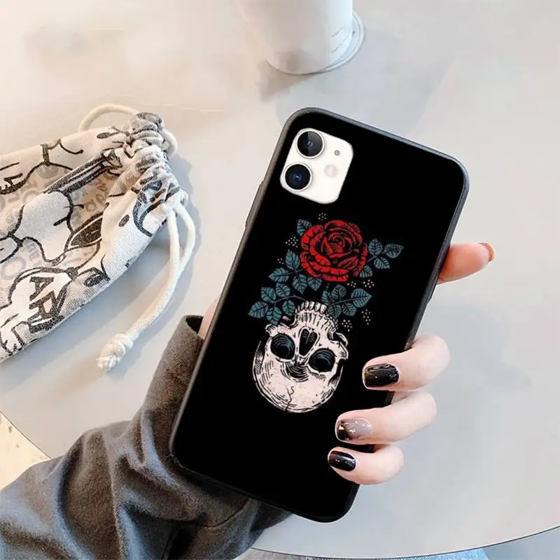 

Rose Skeleton Hand Skull Phone Cases for iPhone 11 12 mini pro XS MAX 8 7 6 6S Plus X 5S SE 2020 XR