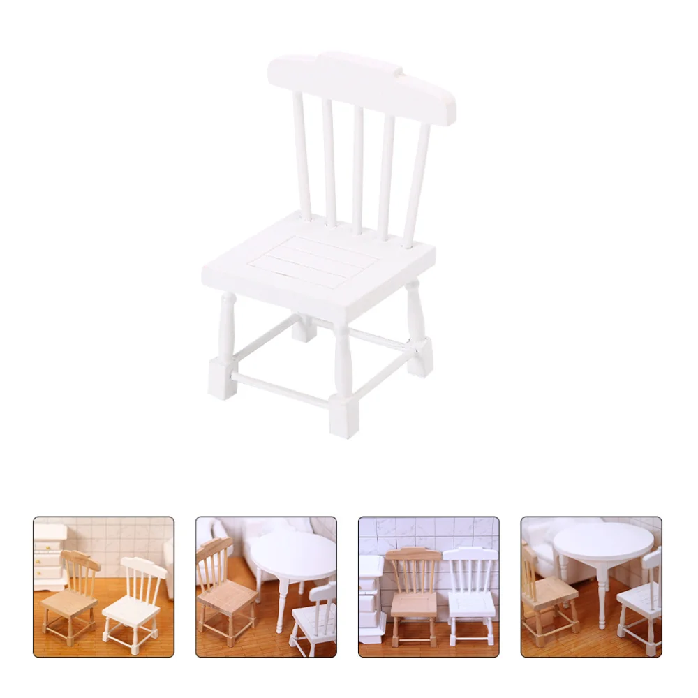 

Miniature Wooden Chair Mini Simulation Furniture Durable Accessory