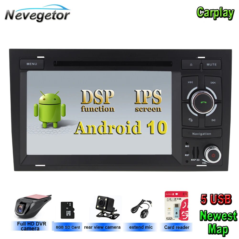DSP Android 10 IPS автомобильный мультимедийный плеер для Audi A4 B6 B7 S4 RS4 SEAT Exeo WiFi радио с