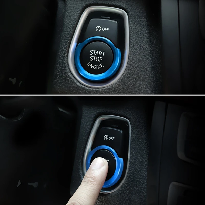 Набор из анодированного синий Алюминий без ключа кнопка запуска двигателя для BMW