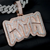 otiy hip hop full iced out s925 two tone moissanite diamond letter pendant necklace charms jewelry