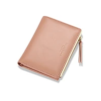 women simple bifold short wallet made of pu leather female zipper coin purse hasp bank card holder ladies pink small wallets