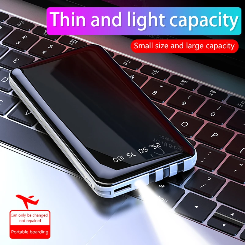 20000 мАч Power Bank для Xiaomi iphone Samsung полное зеркальное экран Портативный быстрое