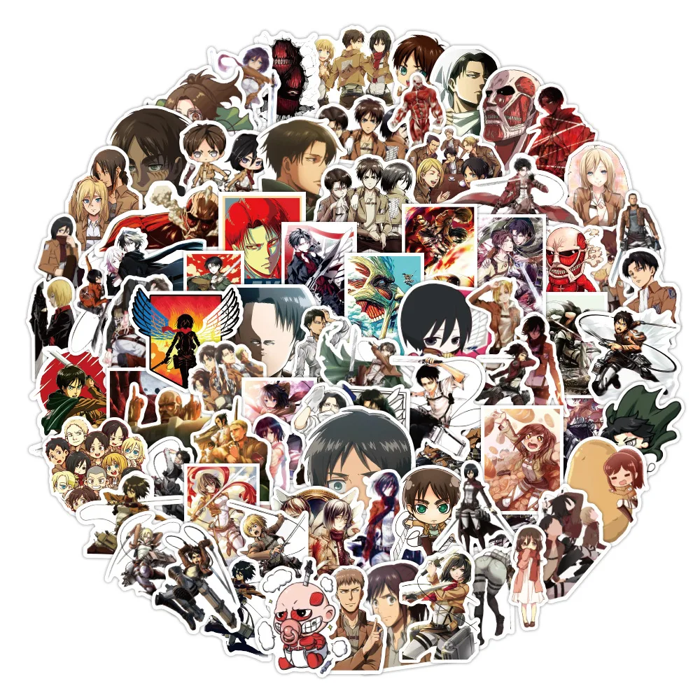 

100pcs Japan Anime Attack on Titan Stickers Cartoon Waterproof Decal DIY Notebook Skateboard Laptop Luggage Scrapbooking Kid Toy
